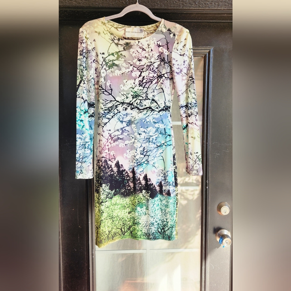 MARY‎ KATRANTZOU Multicolor Nature Print Long Sleeve Dress